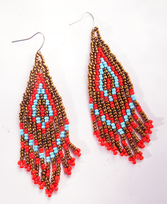 Boucles d'oreilles en perles rocailles tissage style ethnique bohme artisanat