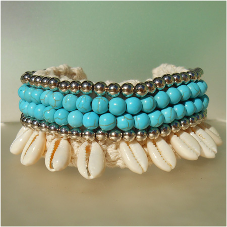 Bracelet Perles Bleu Turquoise Et Or - Neuf Avec Étiquettes - Bijou Élégant