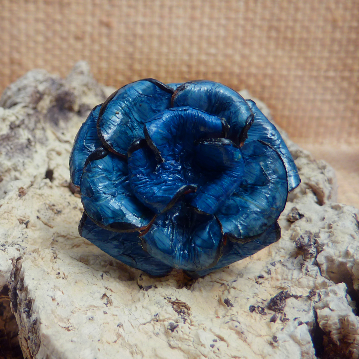 Bague Signée CYCLOPE 53 - Grosse Fleur Argentée - Ajustable (Occasion, Bon état)