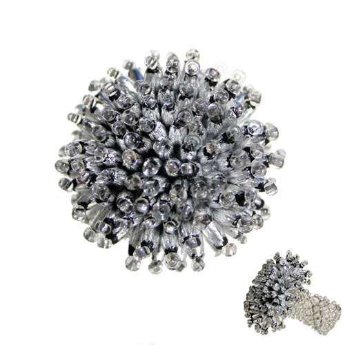 Bague Ancienne Vintage Fantaisie En Argent Avec Perle Couleur Ambre - Occasion