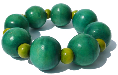Bracelet en Bois Vert Grosses perles boules en Bois