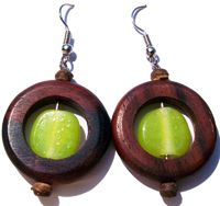 Boucles d'oreilles Anneaux avec pâte de verre anis