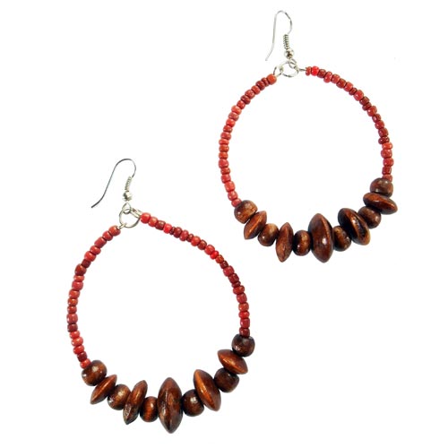 boucles doreilles bois femme creoles rocailles marrons creation artisanale