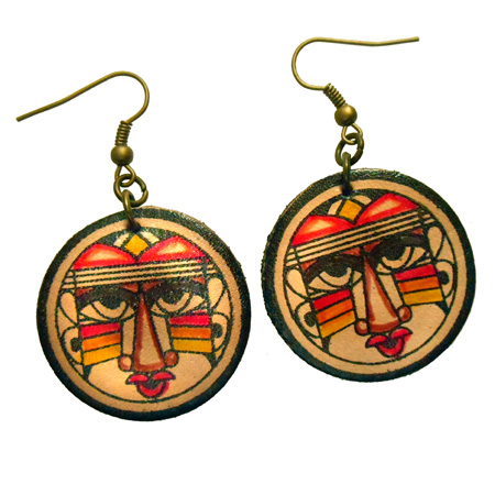 Boucles D'oreilles Rondes Ethniques Vintage - Dormeuses Argentées, Occasion