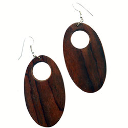 Boucles d'oreille en Bois de Sheesham Naturel Forme Ovale
