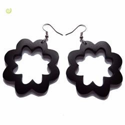 Boucles d'oreille en Bois Fleurs Bohème
