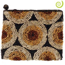 Porte-Monnaie En perles de rocaille Brodées Noir Doré Ambré
