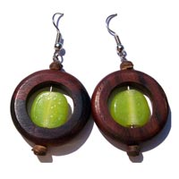 Boucles d'oreilles en bois, originales, ethniques, bois naturel ou teinté