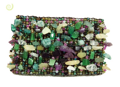 Bracelet artisanal pierres naturelles jade et améthyste