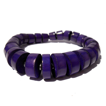 Bracelet violet perles en bois et rocailles