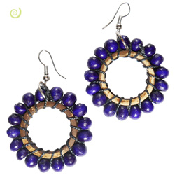 Boucles d'oreilles bois et coco Violettes