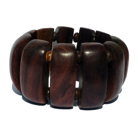 Bracelet en bois naturel foncé grosses pices de bois