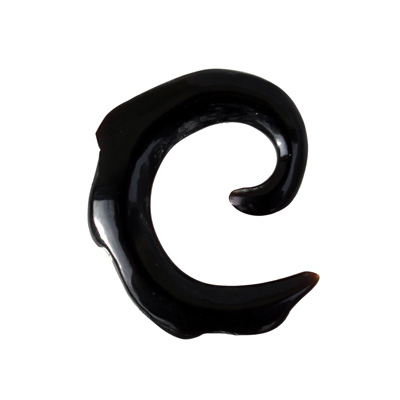 Écarteur oreille noir en corne spirale 4 millimètres artisanat de Bali
