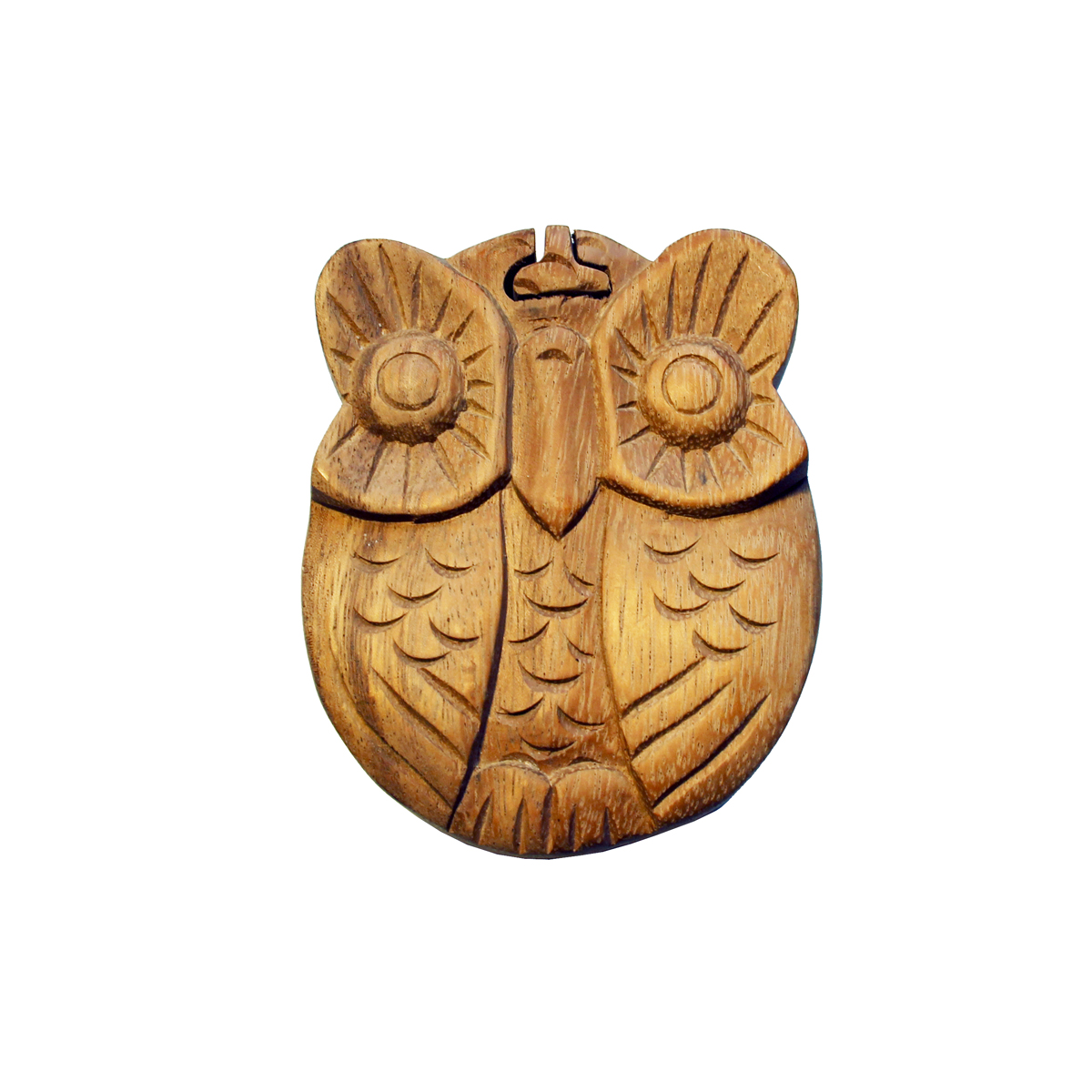 Boite  secrets en bois forme Chouette Hibou Artisanat de Bali