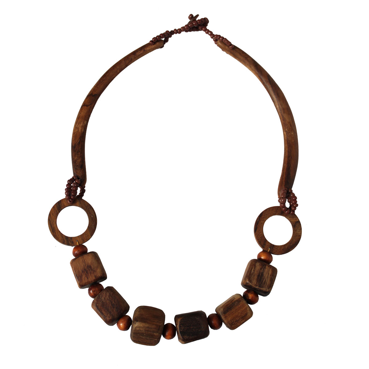 Collier Ethnique Artisanal Vintage, Gros éléments Naturels - Ancien, Occasion Avec Traces D'usure