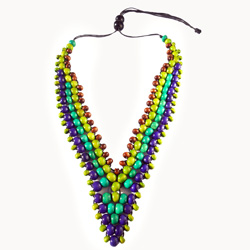 Collier Fantaisie Ethnique En Perles De Bois Marron - Multi-rangs, 69 Grammes