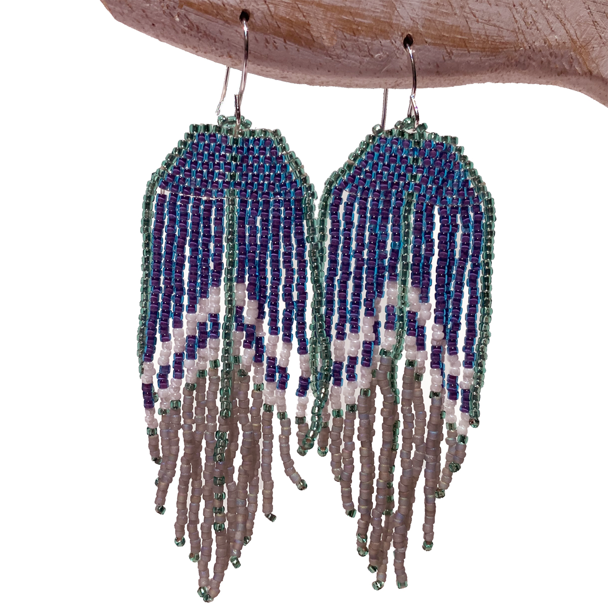 boucles d'oreilles en perles de rocaille fines type miyuki bleu gris blanc vert boucles d'oreilles en perles de rocaille fines type miyuki bleu gris blanc vert